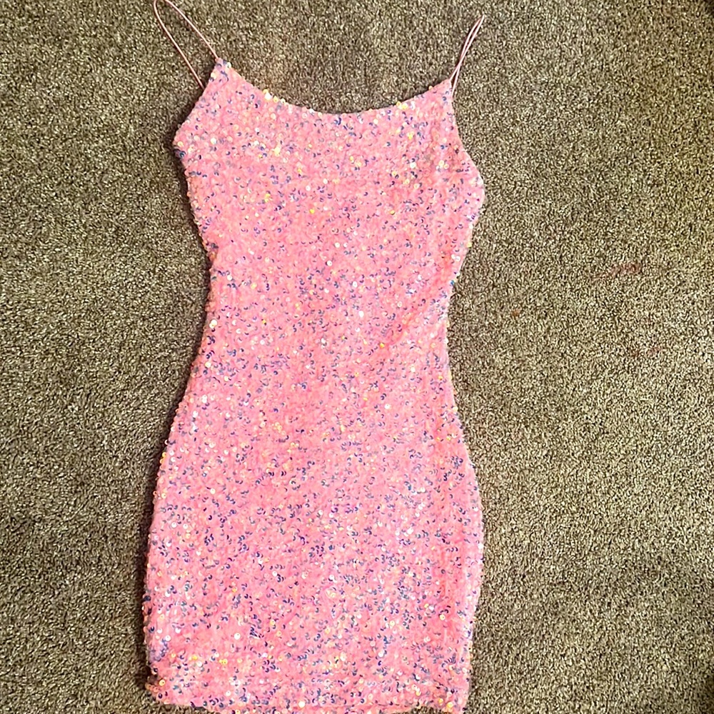 B. Darlin Pink Sparkly Homecoming dress